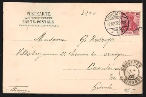 AK Bremen, Partie am Rathaus mit Strassenbahn