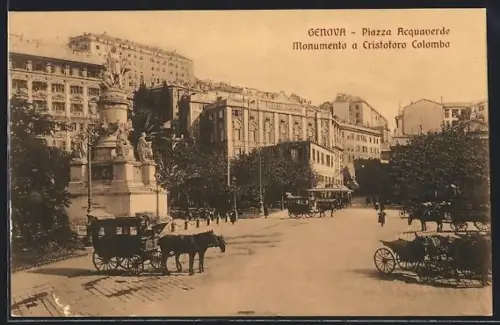 AK Genova, Piazza Acquaverde, Monumento a Christoforo Colombo