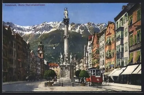 AK Innsbruck, Maria-Theresienstrasse mit Strassenbahn