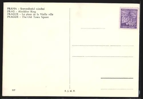 AK Prag, Altstädter Ring mit Strassenbahnen