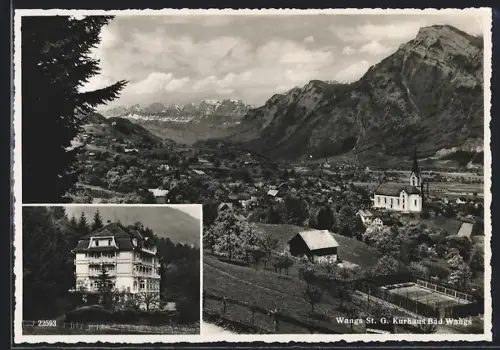 AK Wangs /St. G., Kurhaus Bad Wangs mit Gebirgspanorama