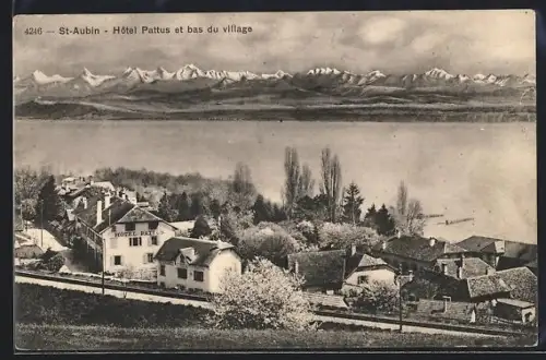AK St-Aubin /NE, Hôtel Pattus et bas du village