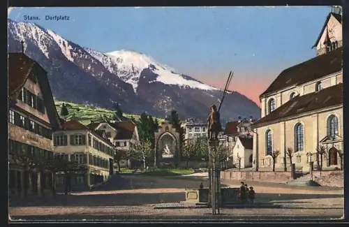AK Stans, Dorfplatz, Monument