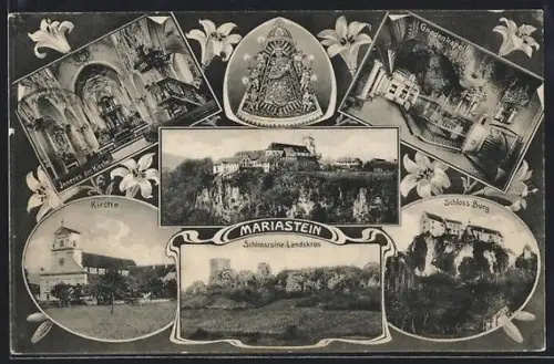 AK Mariastein, Schloss Burg, Schlossruine Landkron, Gnadenkapelle
