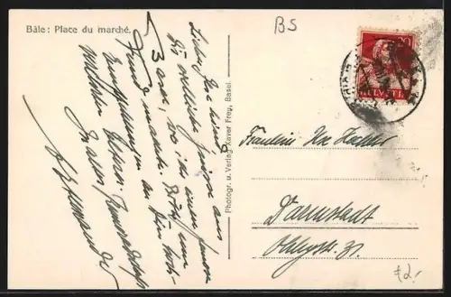 AK Basel, belebter Marktplatz