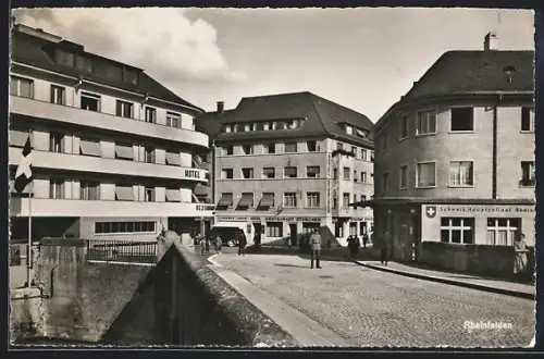 AK Rheinfelden, Strassenpartie mit Hauptzollamt und Hotel Storchen