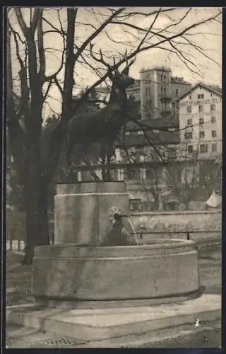 AK Zürich, Der neue Hirschbrunnen in der Platzpromenade