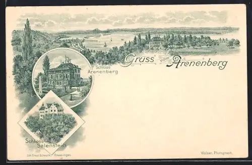 AK Arenenberg, Panorama, Schloss Arenenberg und Schloss Salenstein