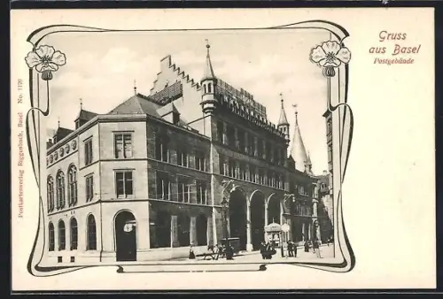 AK Basel, Partie am Postgebäude