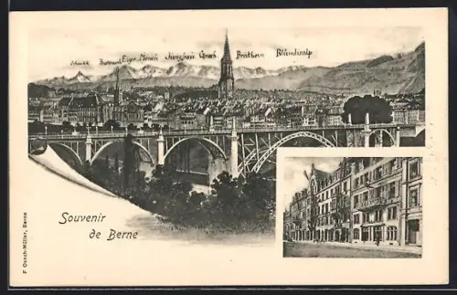 AK Berne, Panorama mit Breitborn, Blümlisalp und Mönch