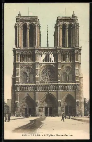 AK Paris, Cathédrale Notre-Dame, facade