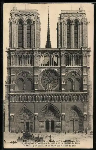 AK Paris, Cathédrale Notre-Dame, Facade