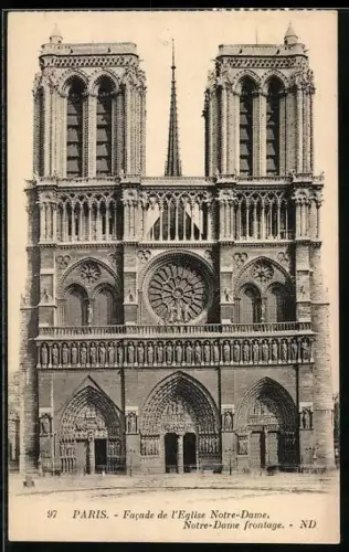 AK Paris, Cathédrale Notre-Dame, Facade