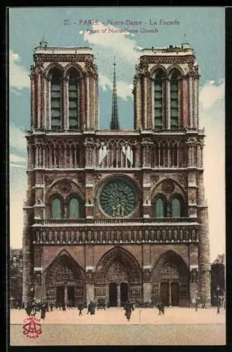 AK Paris, Cathédrale Notre-Dame, La Facade