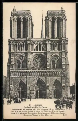 AK Paris, Cathédrale Notre-Dame, Facade