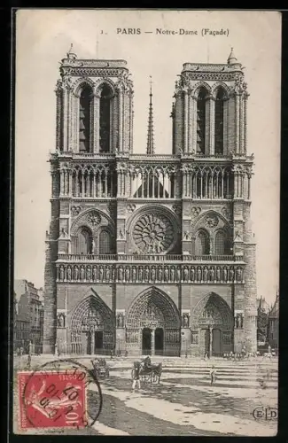 AK Paris, Cathédrale Notre-Dame, Facade