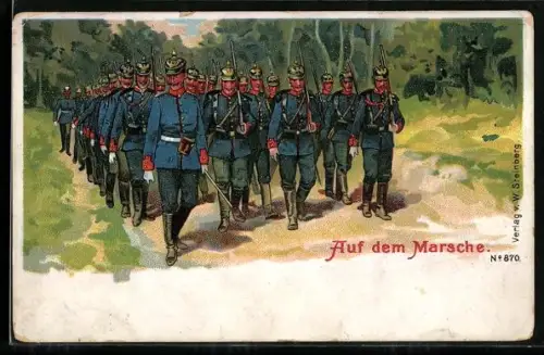 AK Soldaten der Infanterie auf dem Marsch