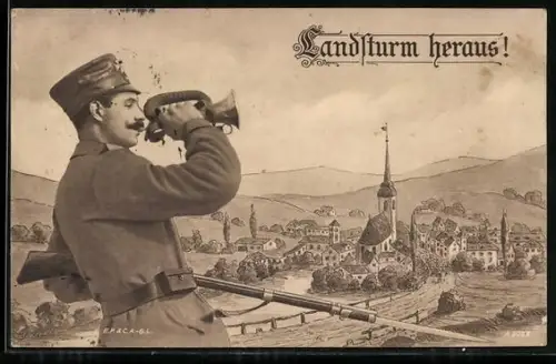 AK Soldat der Infanterie mit Waffe in Uniform