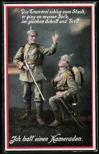 AK Soldaten in Uniform mit Waffen, Ich hatt` einen Kameraden