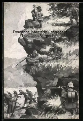 AK Deutsche Infanterie überrascht feindliche Vorposten