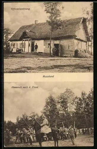 AK Soldaten vor der Offizierswohnug, Abmarsch nach der Front in Russland