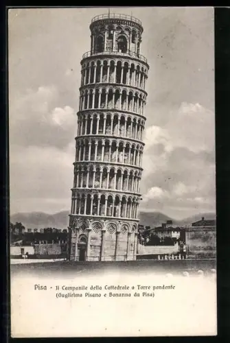 AK Pisa, Il Campanile della Cattedrale o Torre Pendente, Der schiefe Turm von Pisa