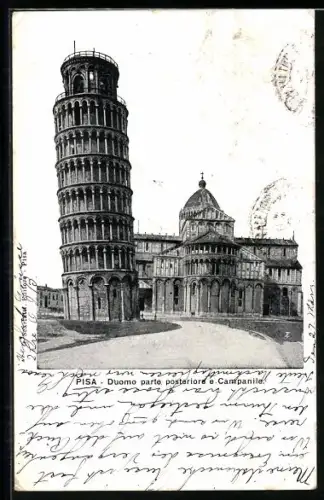 AK Pisa, La Torre Pendente, Duomo parte posteriore e Campanile, Der schiefe Turm von Pisa
