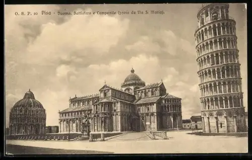 AK Pisa, Duomo - Battistero e Campanile, Schiefer Turm