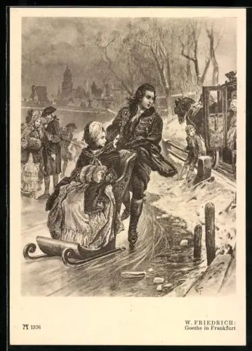 Künstler-AK W. Friedrich: Goethe in Frankfurt