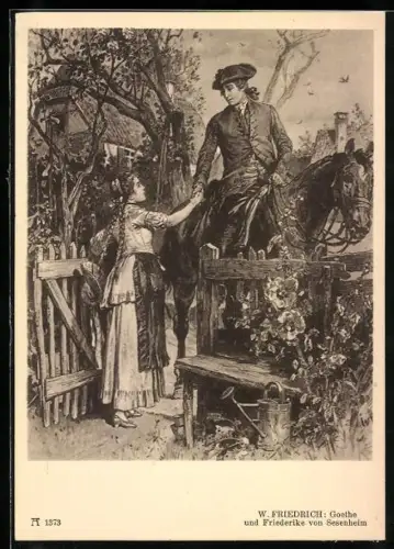 AK Goethe und Friederike von Sesenheim