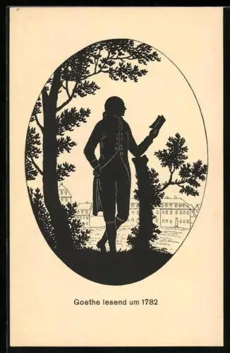 Künstler-AK Schattenbild, Goethe lesend um 1782