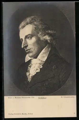 Künstler-AK Friedrich von Schiller, Portrait des Dichters nach Madame Simonawitz 1793