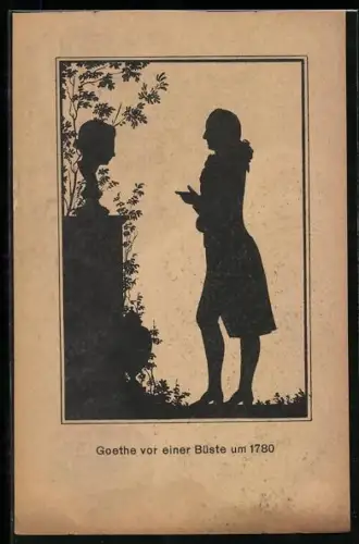 AK Schattenbild, Goethe vor einer Büste um 1780