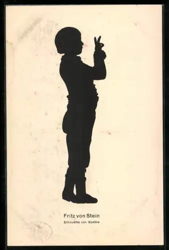 AK Goethe formt mit seinen Fingern einen Hasen, Scherenschnitt