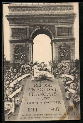 AK Paris, L`Arc de Triomphe, La Tombe du Soldat