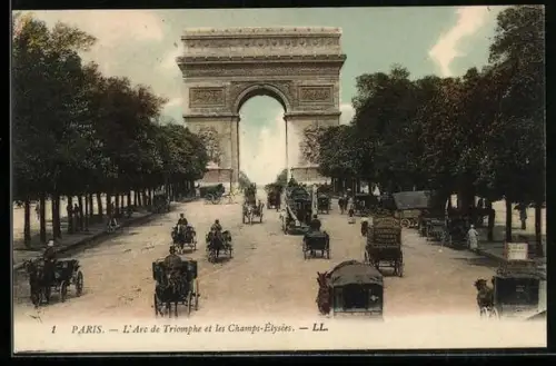 AK Paris, L`Arc de Triomphe et les Champs-Èlysèes, Triumphbogen