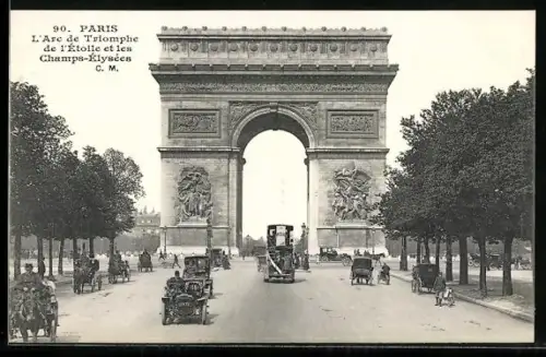 AK Paris, L`Arc de Triomphe de l`Etoile et les Champs-Elysées
