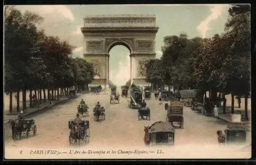 AK Paris, L`Arc de Triomphe et les Champs-Elysees