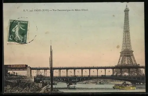 AK Paris, La Tour Eiffel, Vue Panoramique du Métro Alboni, Eiffelturm