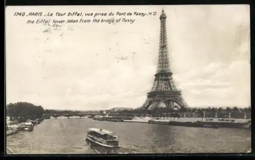 AK Paris, La Tour Eiffel, Vue prise du Pont de Passy, Eiffelturm
