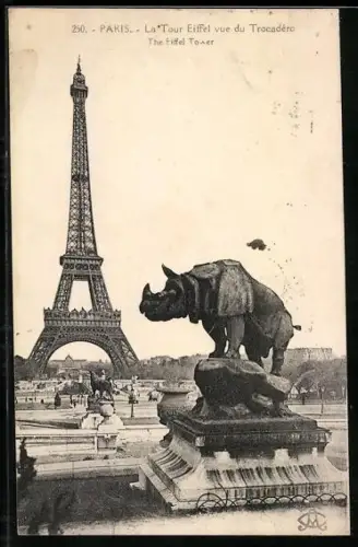 AK Paris, La Tour Eiffel vue du Trocadéro, Eiffelturm