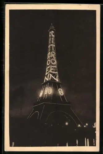 AK Paris, La Tour Eiffel, Eiffelturm bei Nacht