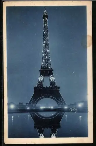 AK Paris, Décoration lumineuse de la Tour Eiffel, Eiffelturm