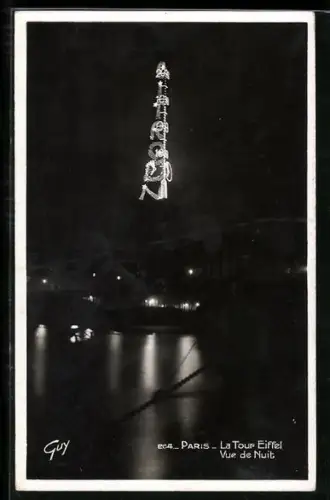 AK Paris, La Tour Eiffel, Vue de Nuit, Eiffelturm