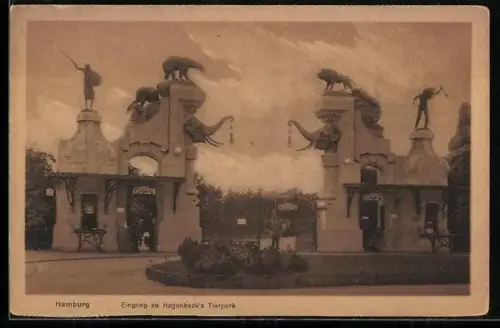 AK Hamburg, Eingang zu Hagenbeck`s Tierpark