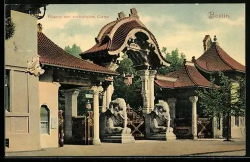 AK Berlin, Zoologischer Garten, Haupteingang am Elefantentor