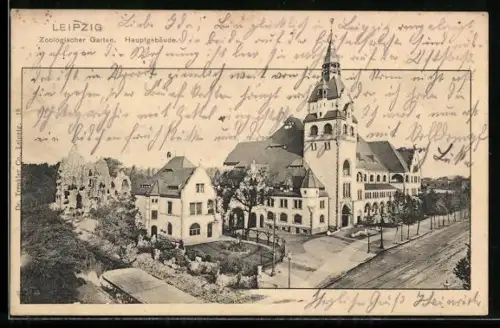 AK Leipzig, Hauptgebäude des Zoologischen Gartens