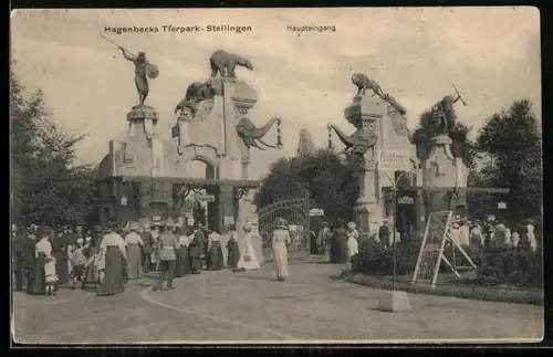 AK Hamburg-Stellingen, Haupteingang von Hagenbecks Tierpark
