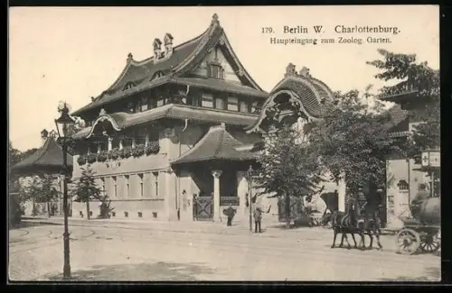 AK Berlin-Charlottenburg, Haupteingang zum Zoologischen Garten