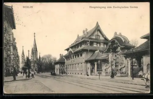 AK Berlin, Haupteingang zum Zoologischen Garten
